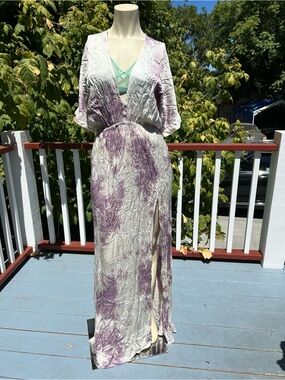 Tie-Dye Maxi Dress with Front Slit